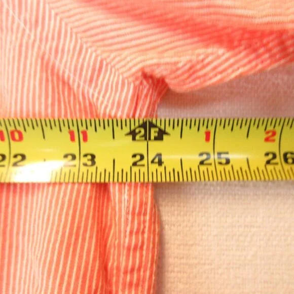 Abercrombie & Fitch Cotton Short Sleeve Seersucker Shirt Size L Salmon Orange - Picture 7 of 11